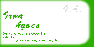 irma agocs business card